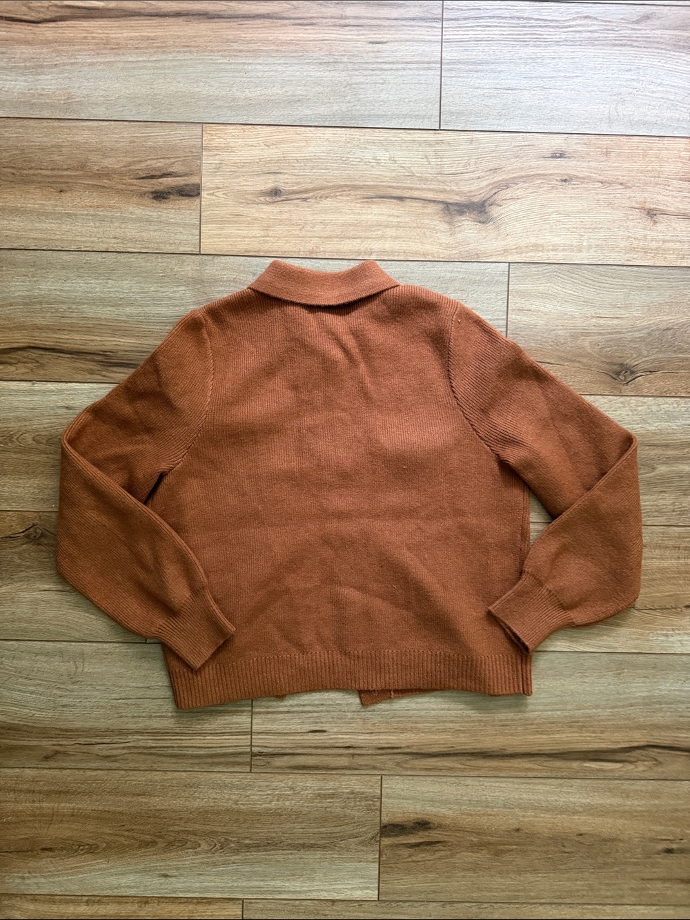 LOFT Rust-Orange Button Front Knit Blazer - Picture 3 of 3